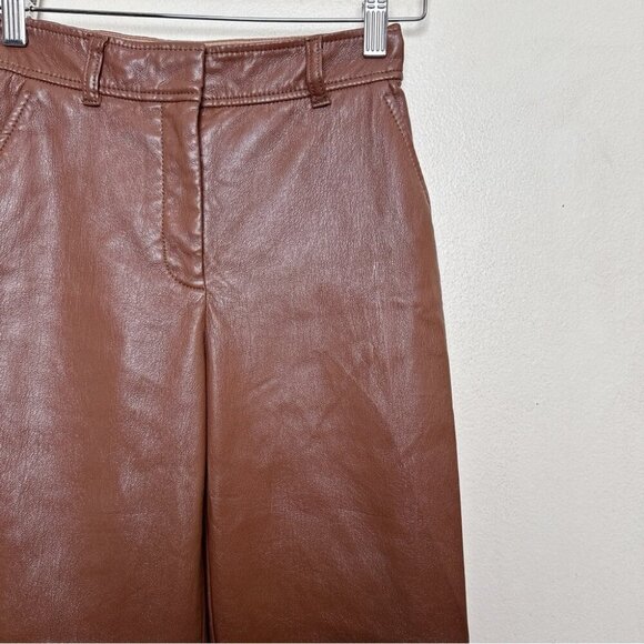 Aritzia Womens Babaton 00 Agency Vegan Leather Pant In Cognac Color - Picture 5 of 15